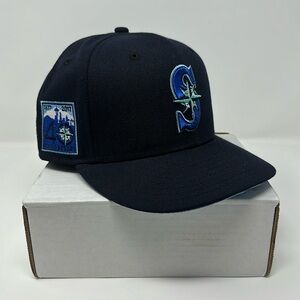 SneakerTown Seattle Mariners Navy/Sky Blue Fitted Hat Size 7 3/8